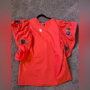 Orange hand painted babydoll dress